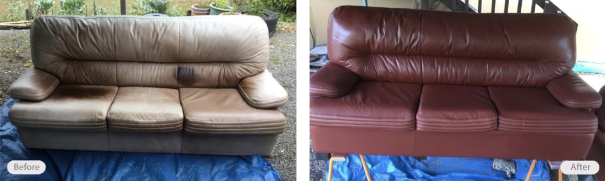genuine leather couch professionally restored