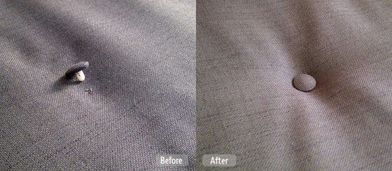 Button repair on furniture